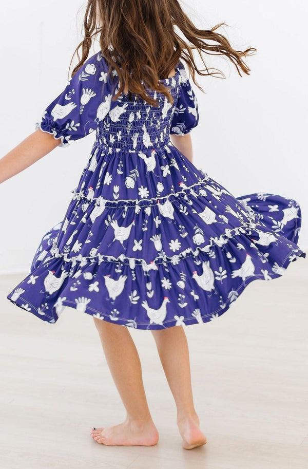 feathered-friends-smocked-ruffle-dress Mila &  Rose - Sophia's Style-Feathered Friends Smocked Ruffle Dress-2T--1